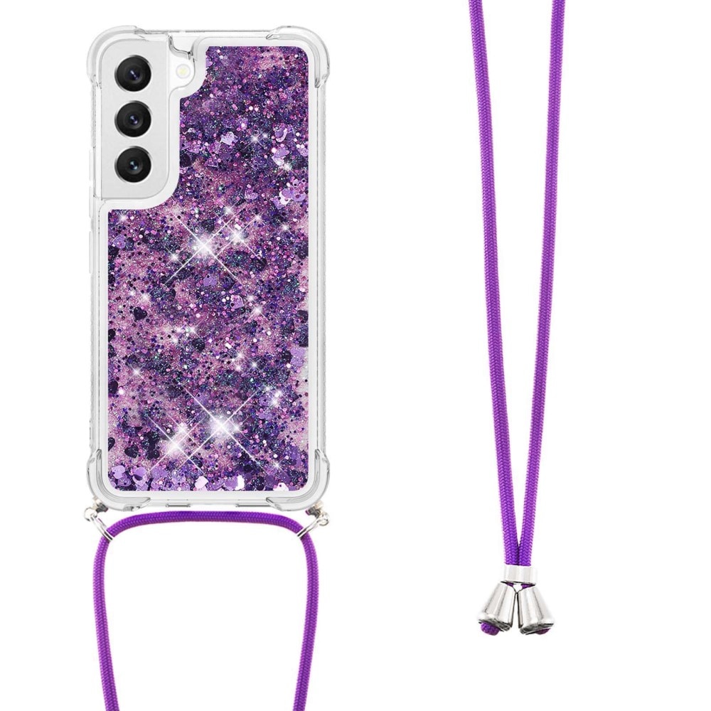 Samsung Galaxy S23 Glitter Powder TPU Hoesje Halsband Paars