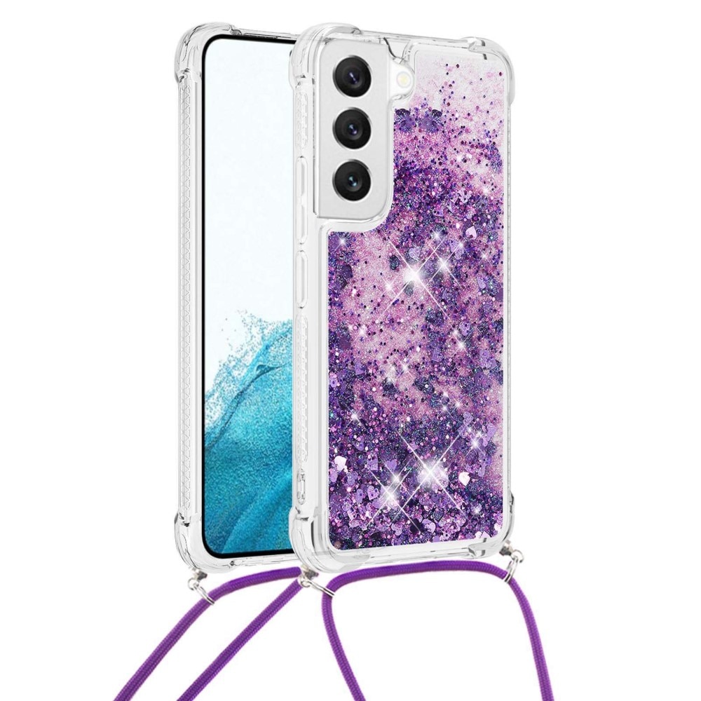 Samsung Galaxy S23 Glitter Powder TPU Hoesje Halsband Paars