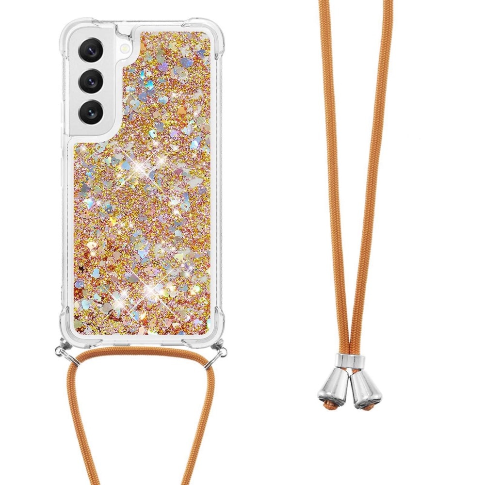 Samsung Galaxy S23 Glitter Powder TPU Hoesje Halsband goud