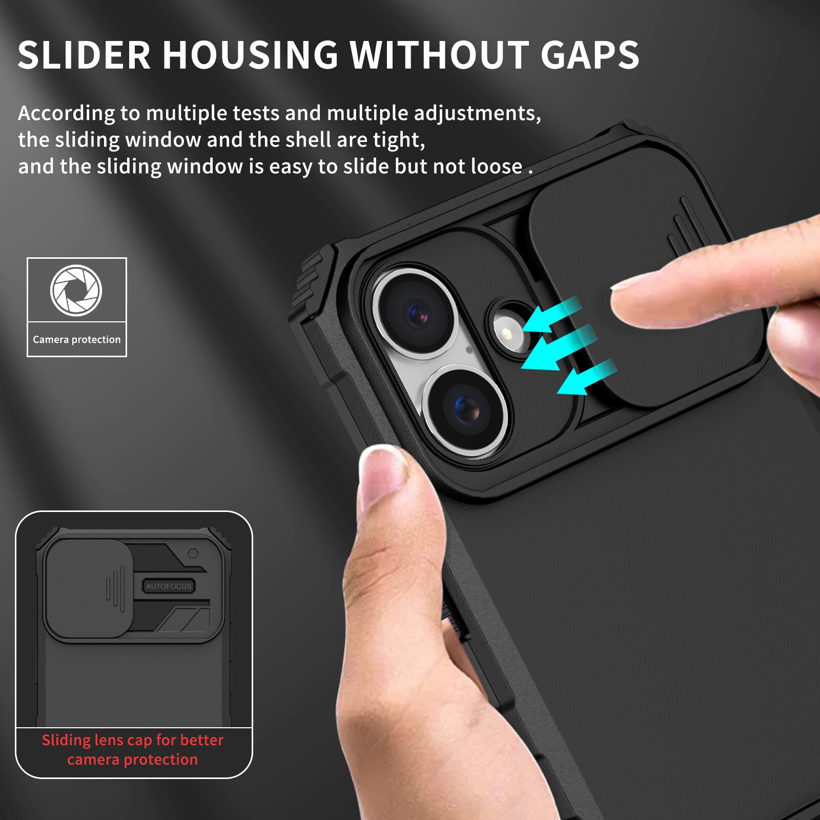 iPhone 17 Kickstand Hoesje met Camera Protector Zwart
