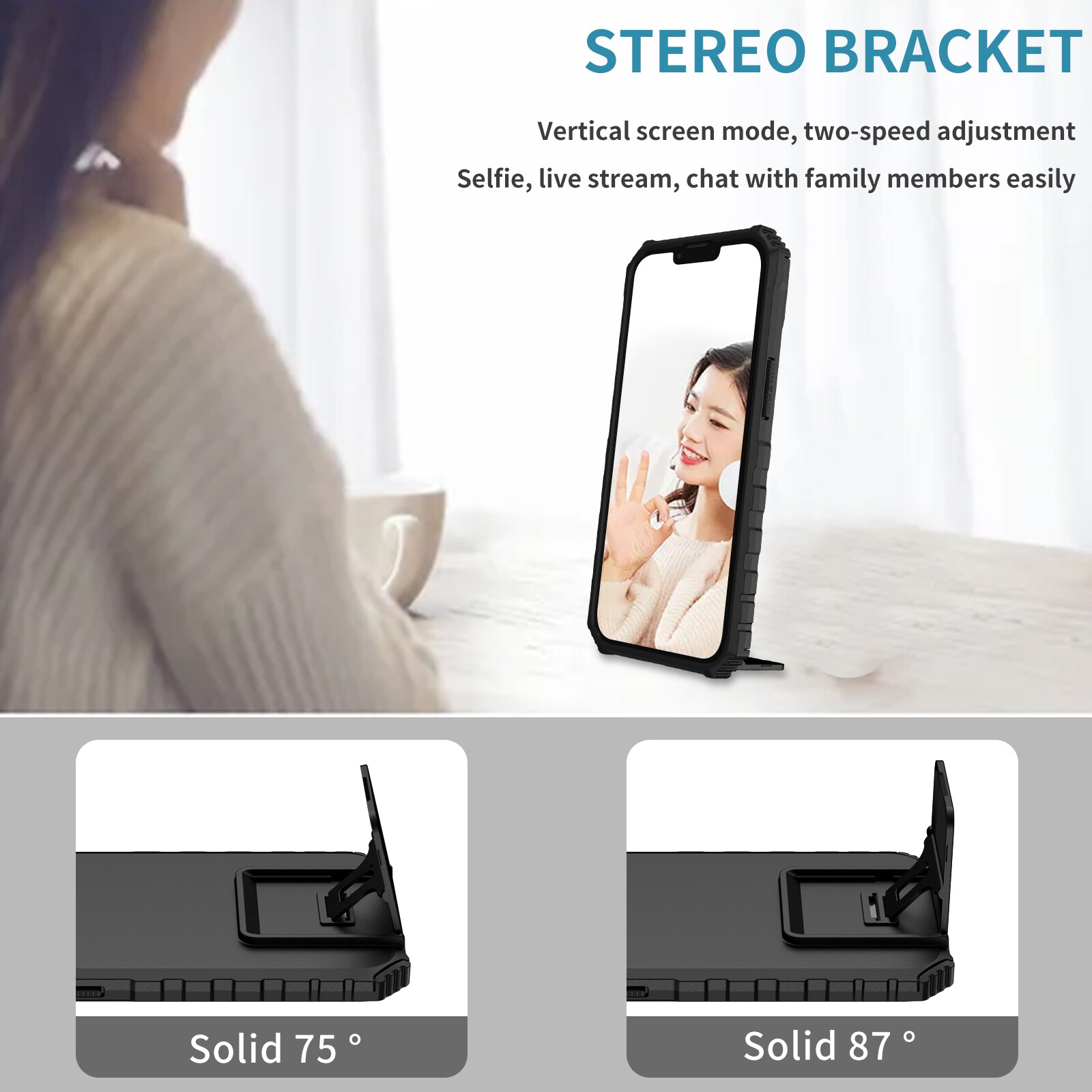 iPhone 17 Kickstand Hoesje met Camera Protector Zwart