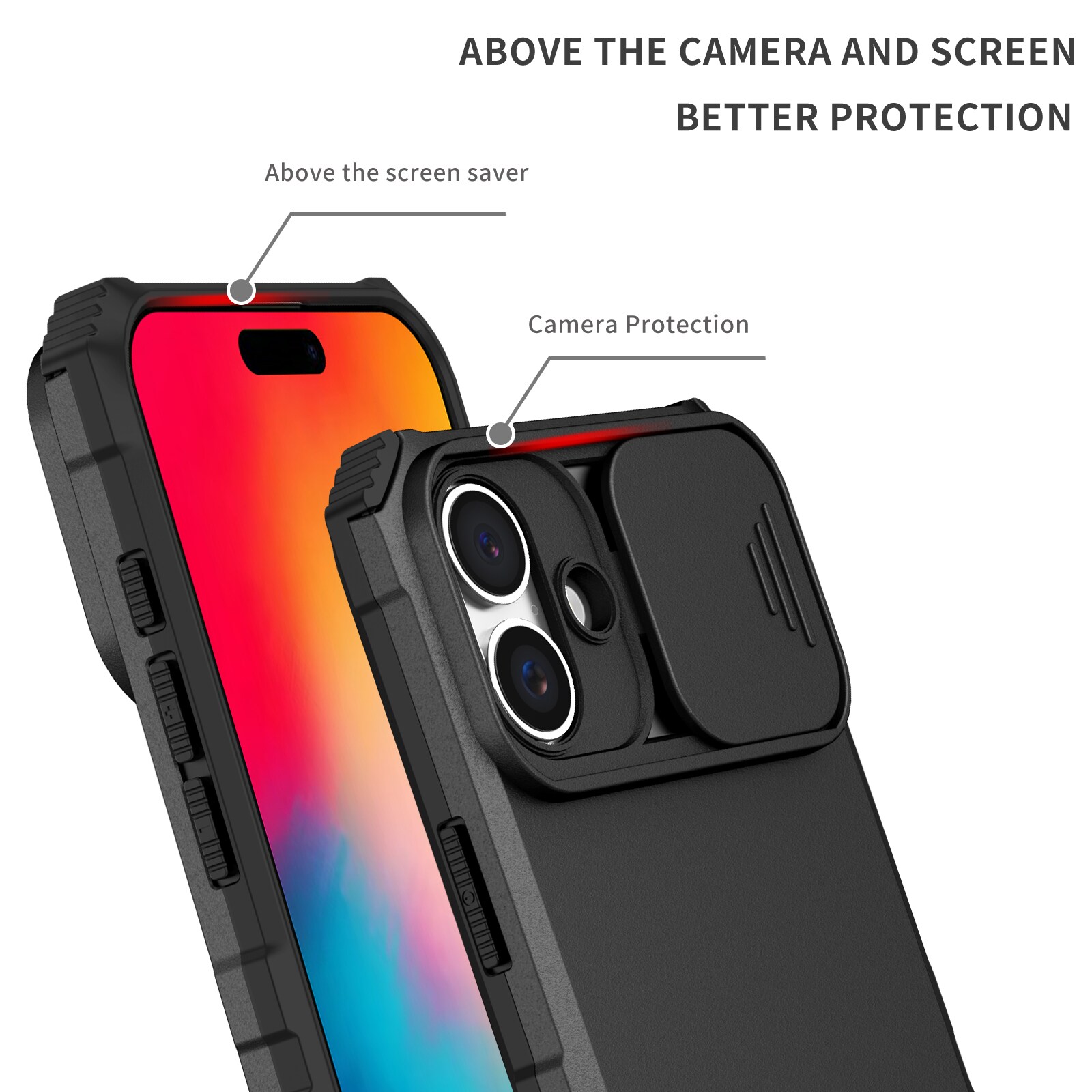 iPhone 17 Kickstand Hoesje met Camera Protector Zwart
