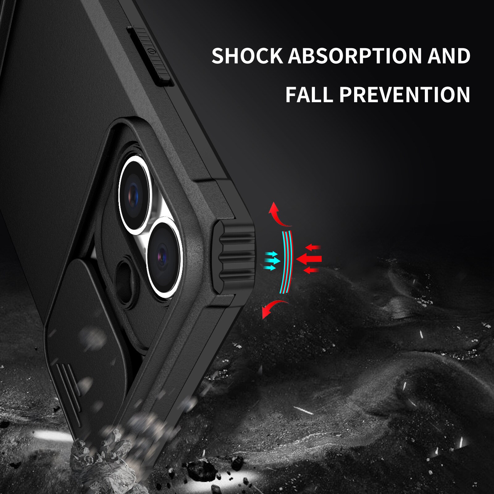 iPhone 17 Kickstand Hoesje met Camera Protector Zwart