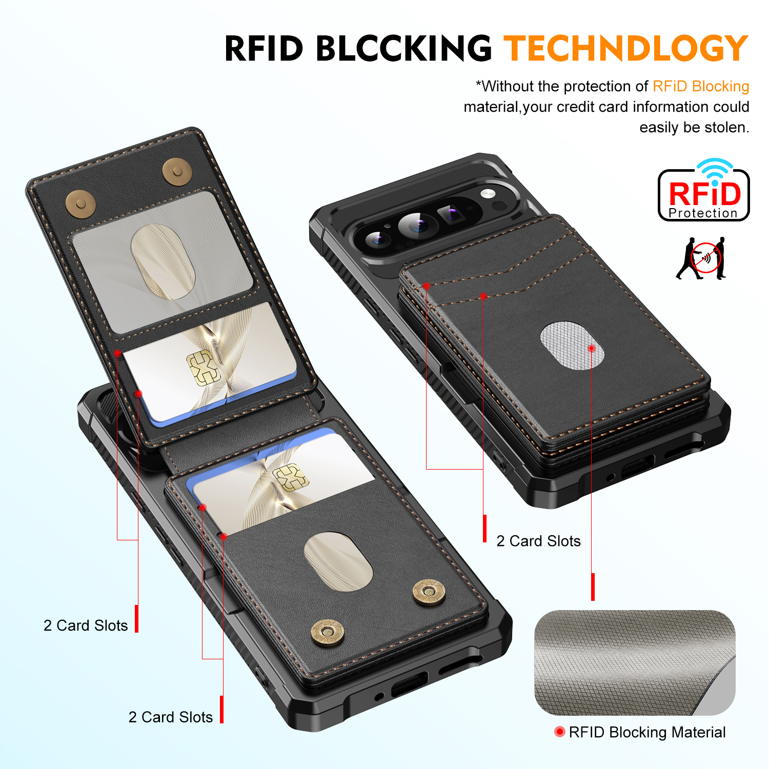 Google Pixel 10 Magnetisch hoesje met kaarthouder Zwart