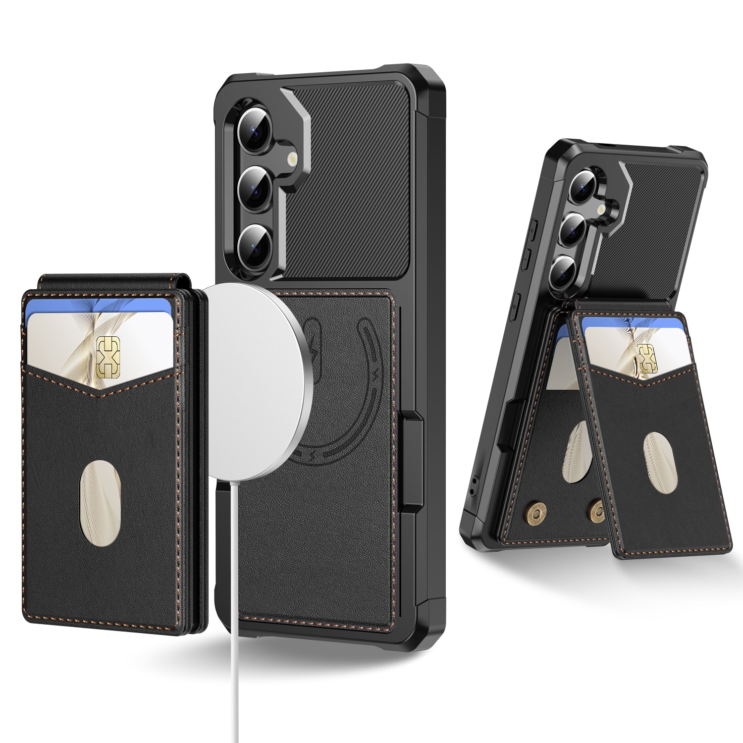 Samsung Galaxy S24 Magnetisch hoesje met kaarthouder Zwart