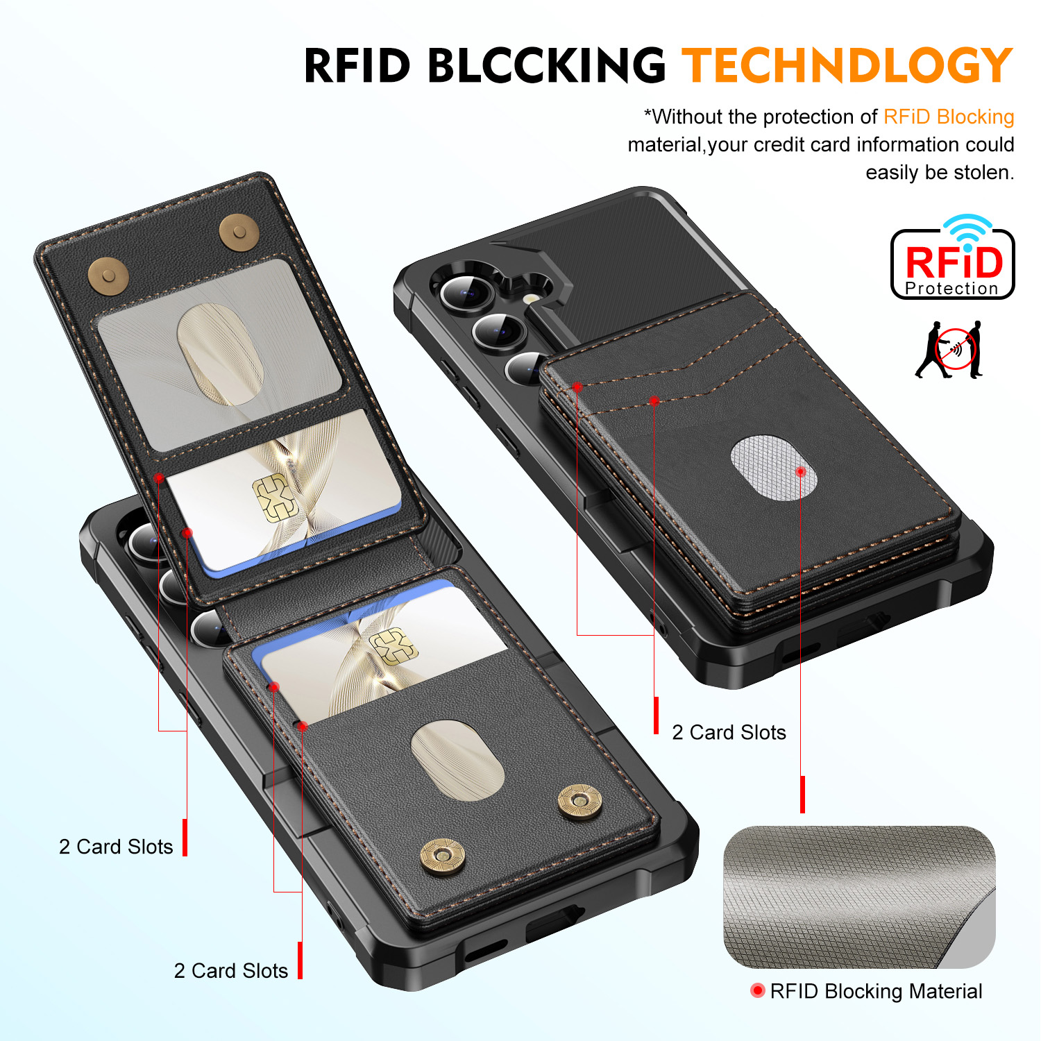 Samsung Galaxy S24 Magnetisch hoesje met kaarthouder Zwart