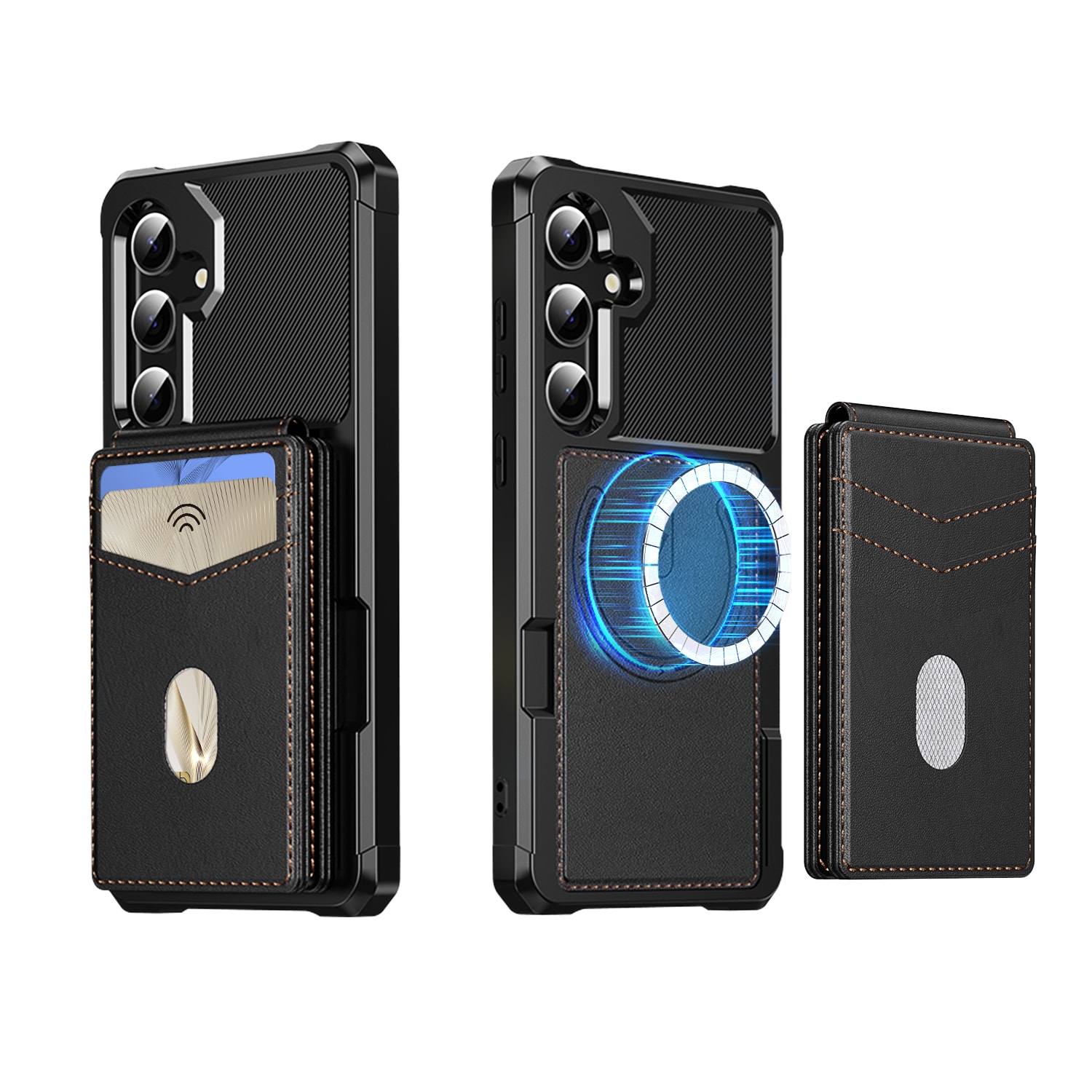 Samsung Galaxy S25 Magnetisch hoesje met kaarthouder Zwart