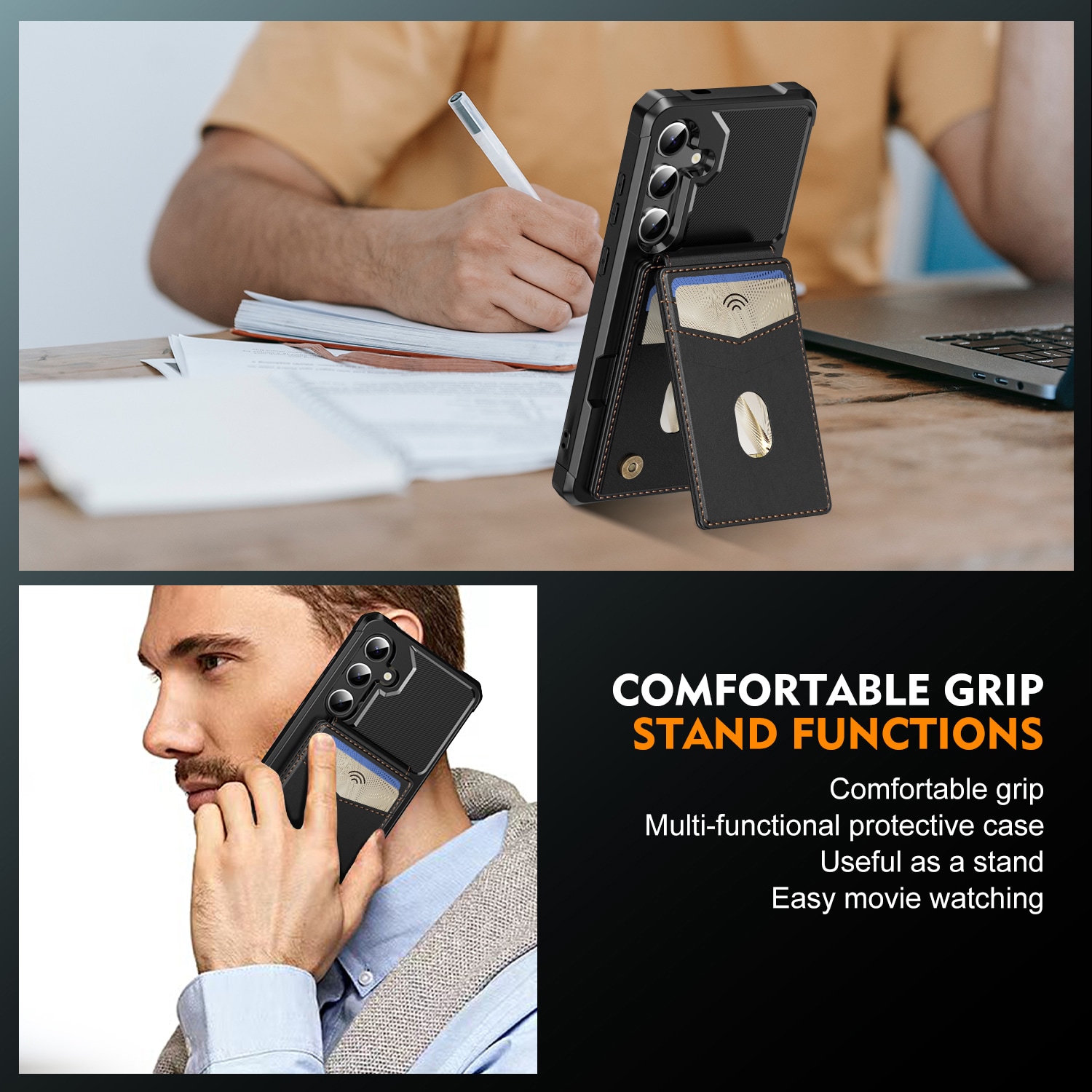 Samsung Galaxy S25 Magnetisch hoesje met kaarthouder Zwart