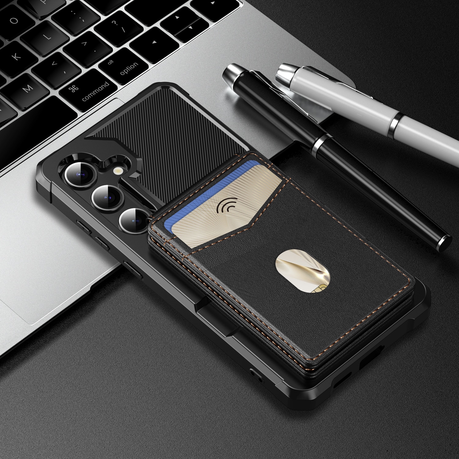 Samsung Galaxy S25 Magnetisch hoesje met kaarthouder Zwart