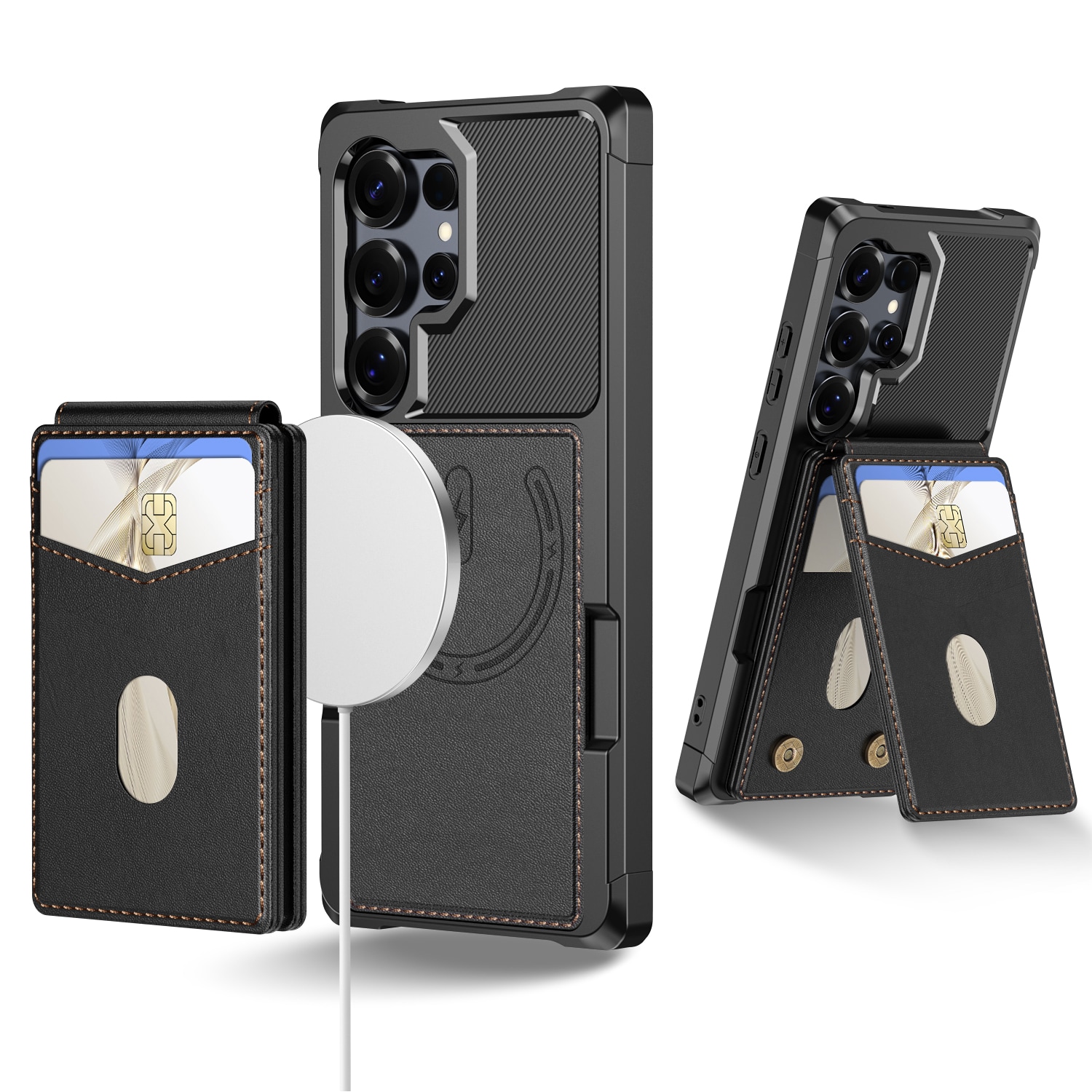 Samsung Galaxy S25 Ultra Magnetisch hoesje met kaarthouder Zwart