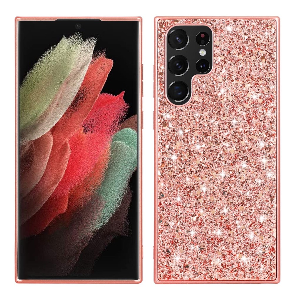 Samsung Galaxy S23 Ultra Glitterhoesje rosé goud