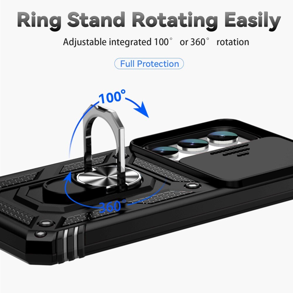 Samsung Galaxy S23 Plus Hybridcase Ring + Camera Protector Zwart