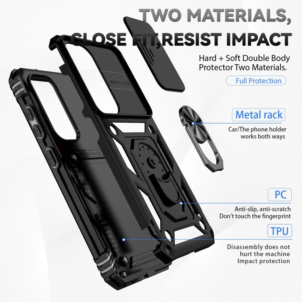 Samsung Galaxy S23 Plus Hybridcase Ring + Camera Protector Zwart