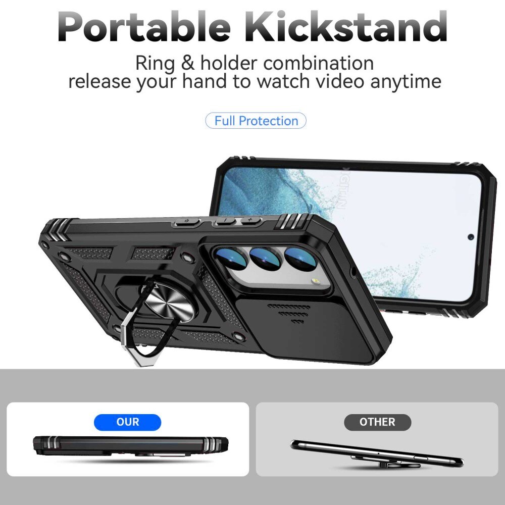 Samsung Galaxy S23 Plus Hybridcase Ring + Camera Protector Zwart