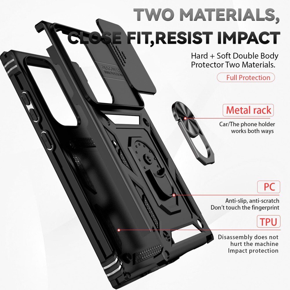 Samsung Galaxy S23 Ultra Hybridcase Ring+Camera Protector zwart