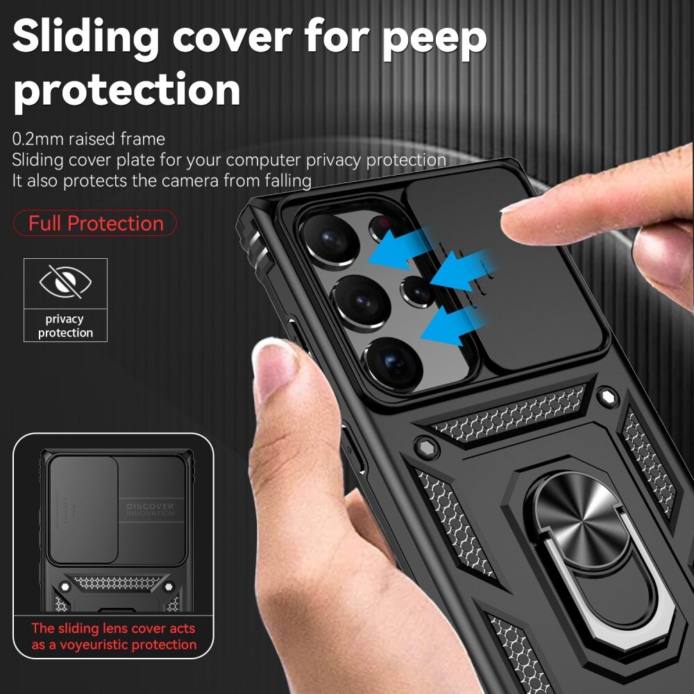 Samsung Galaxy S23 Ultra Hybridcase Ring+Camera Protector zwart