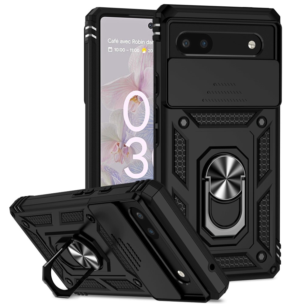 Google Pixel 6a Hybridcase Ring+Camera Protector zwart