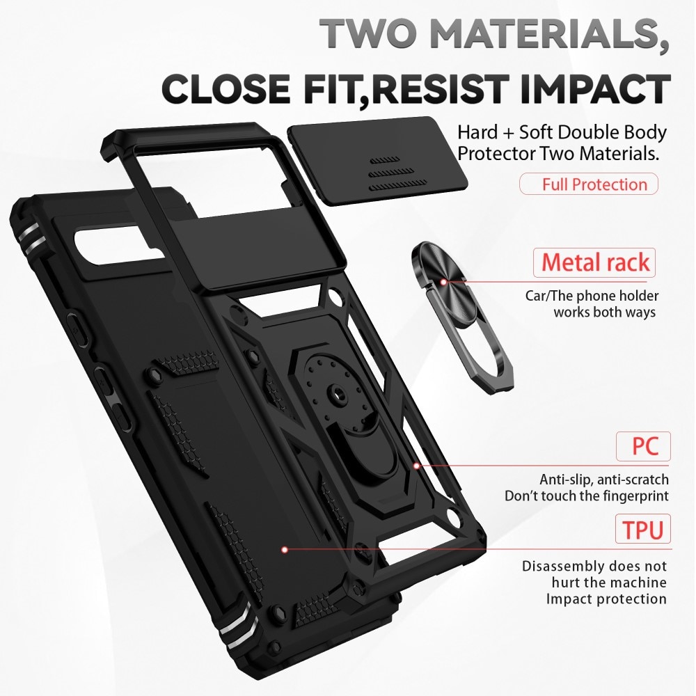 Google Pixel 6a Hybridcase Ring+Camera Protector zwart