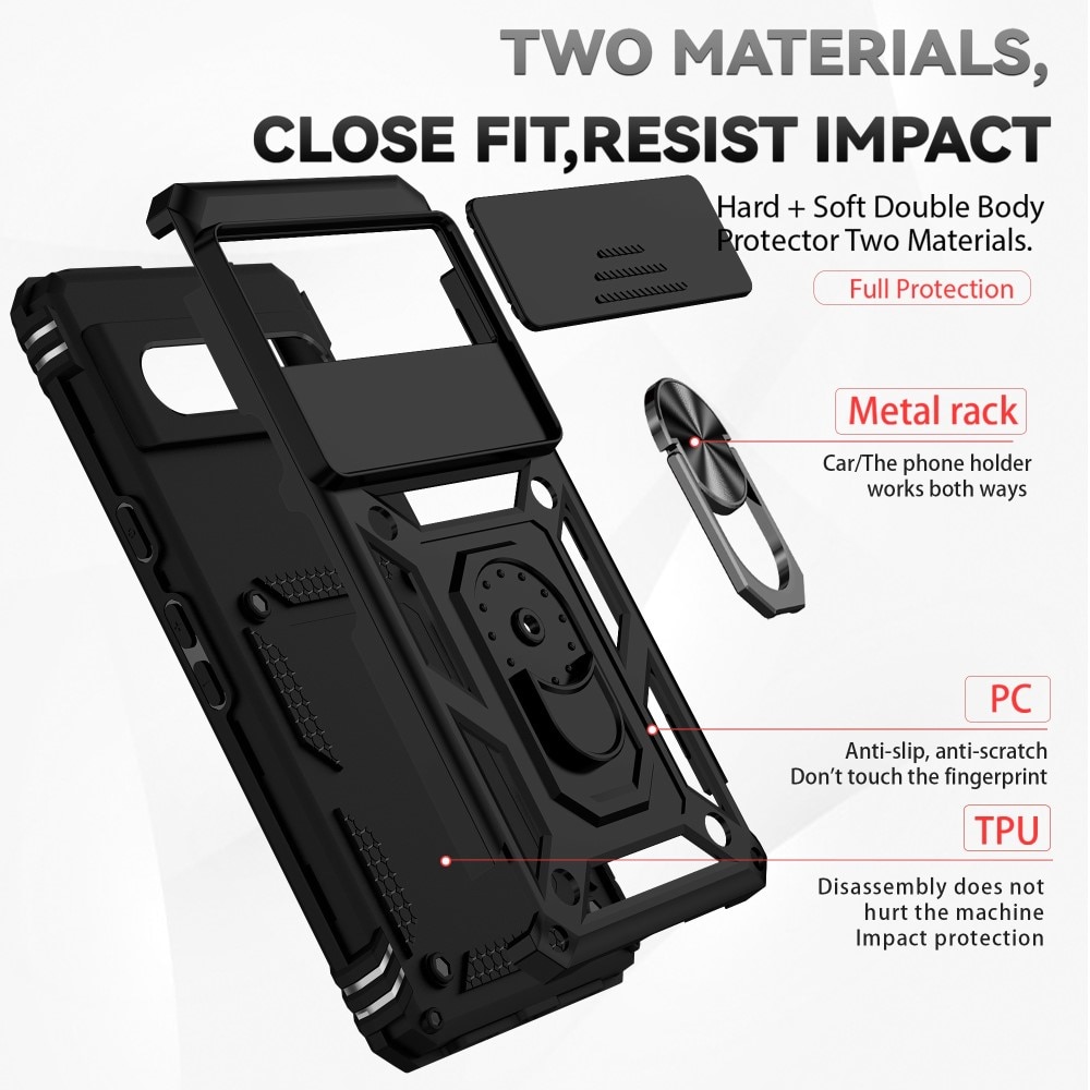 Google Pixel 7 Hybridcase Ring+Camera Protector zwart