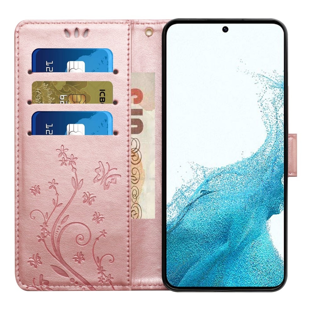 Samsung Galaxy S23 Leren vlinderhoesje roze goud