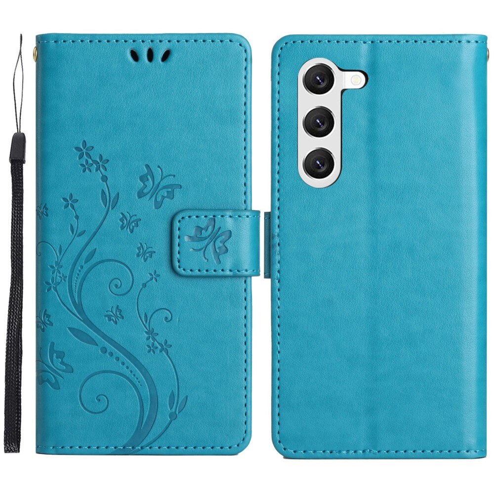 Samsung Galaxy S23 Leren vlinderhoesje blauw