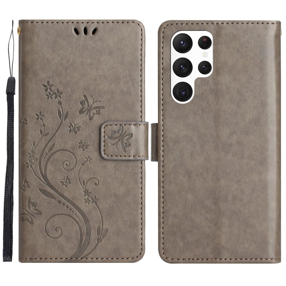 Samsung Galaxy S23 Ultra Leren vlinderhoesje Grijs