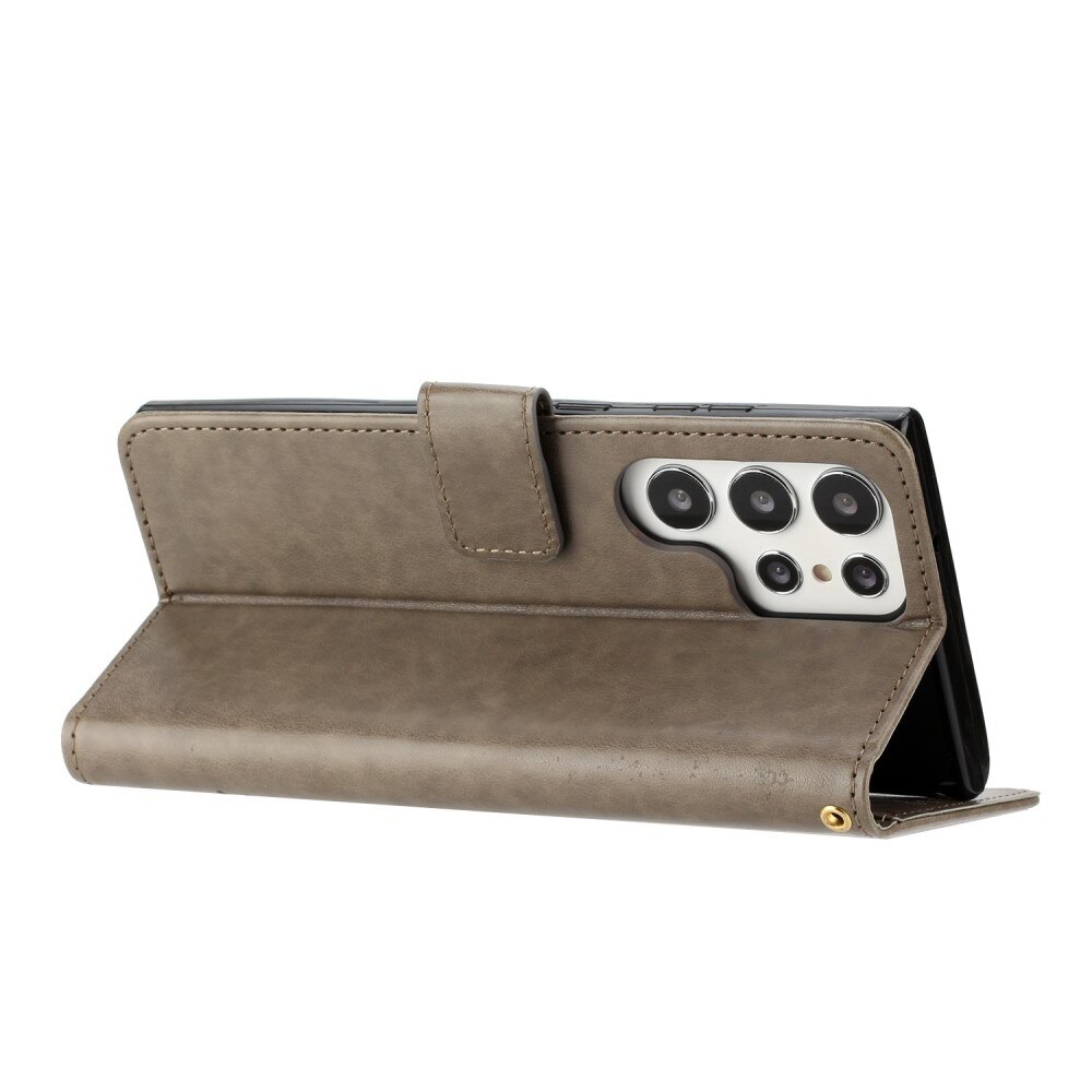 Samsung Galaxy S23 Ultra Leren vlinderhoesje Grijs