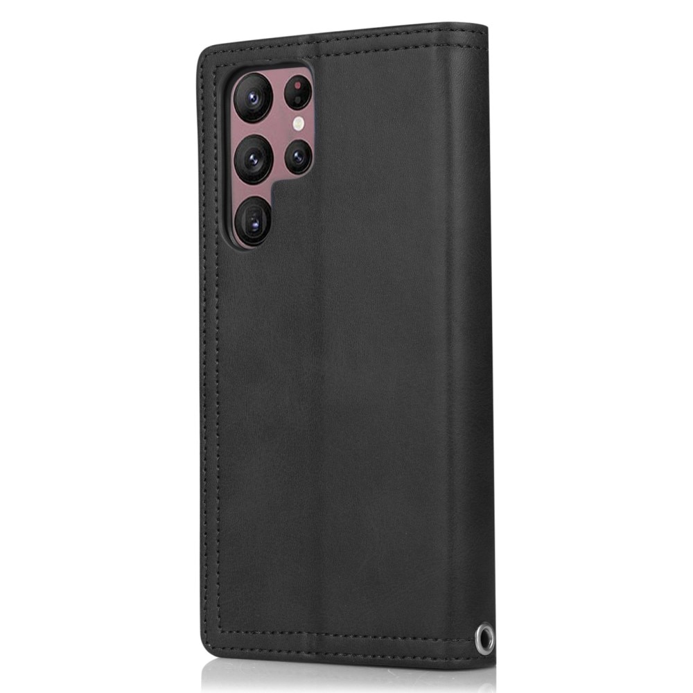 Samsung Galaxy S23 Ultra Leren Bookcover hoesje Multi-Slot zwart