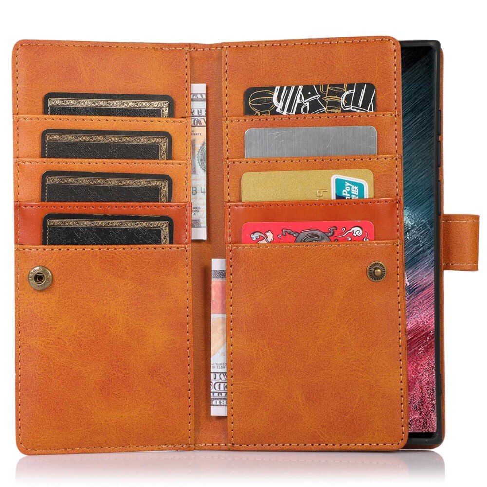 Samsung Galaxy S23 Ultra Leren Bookcover hoesje Multi-Slot bruin