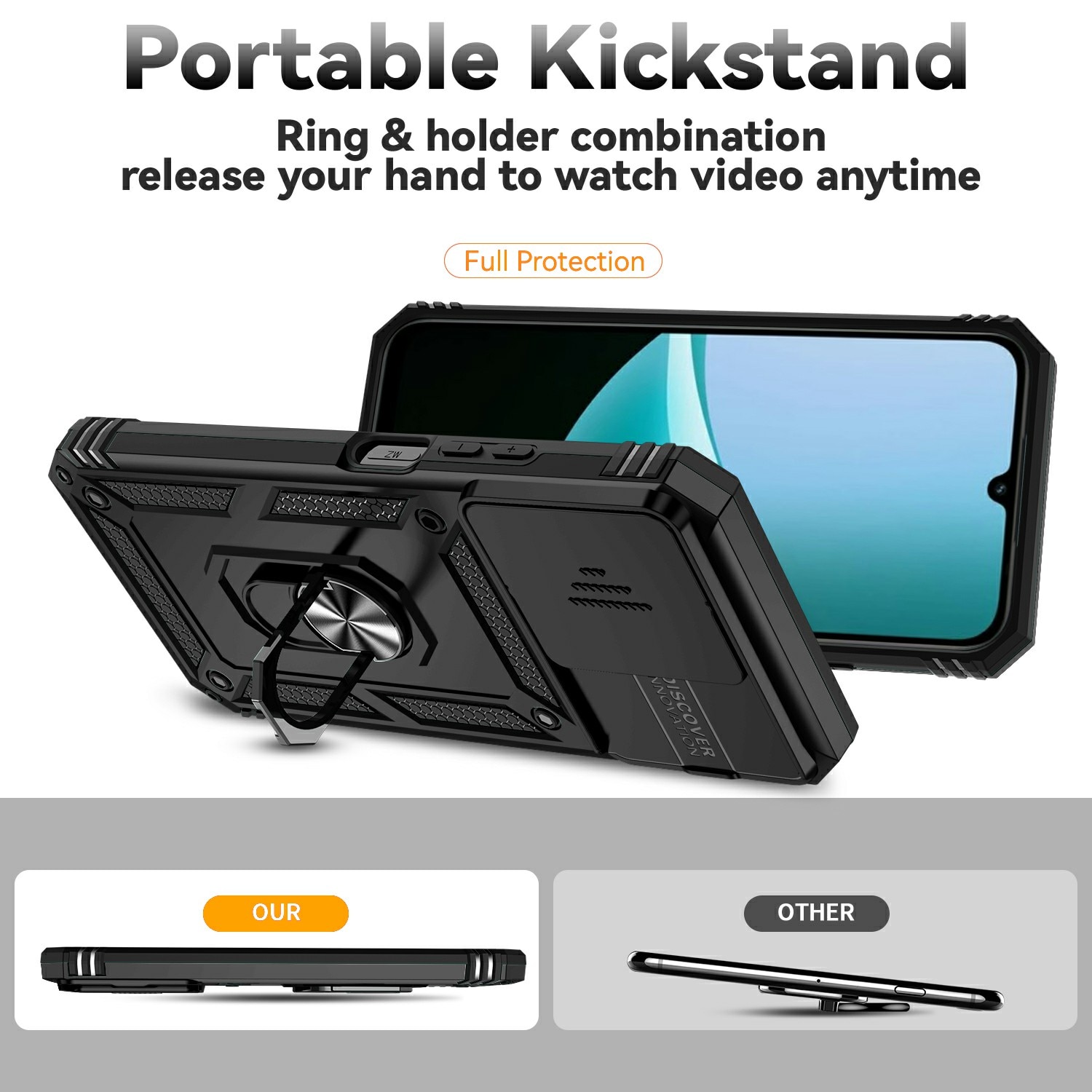 Xiaomi Redmi 15C Hybridcase Ring + Camera Protector Zwart