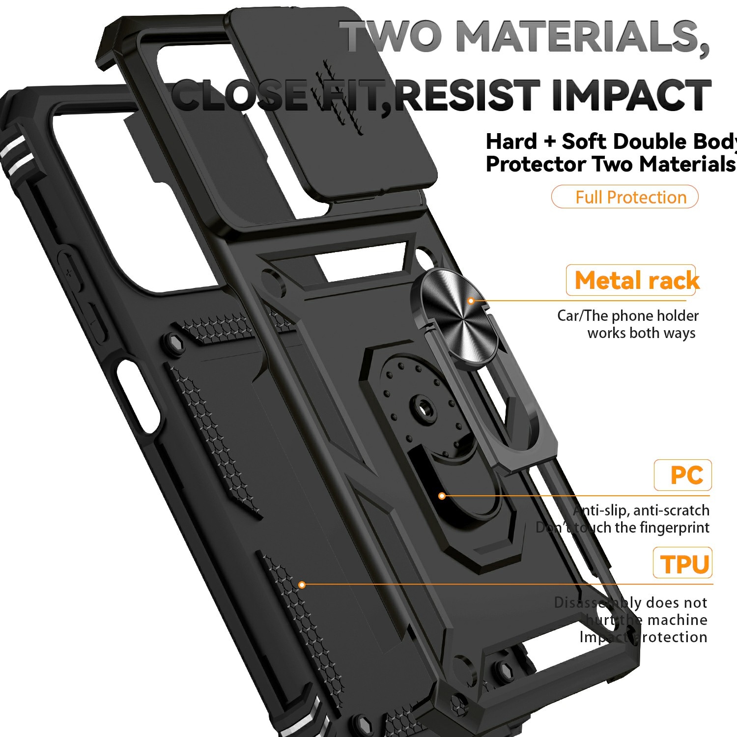 Xiaomi Redmi 15C Hybridcase Ring + Camera Protector Zwart
