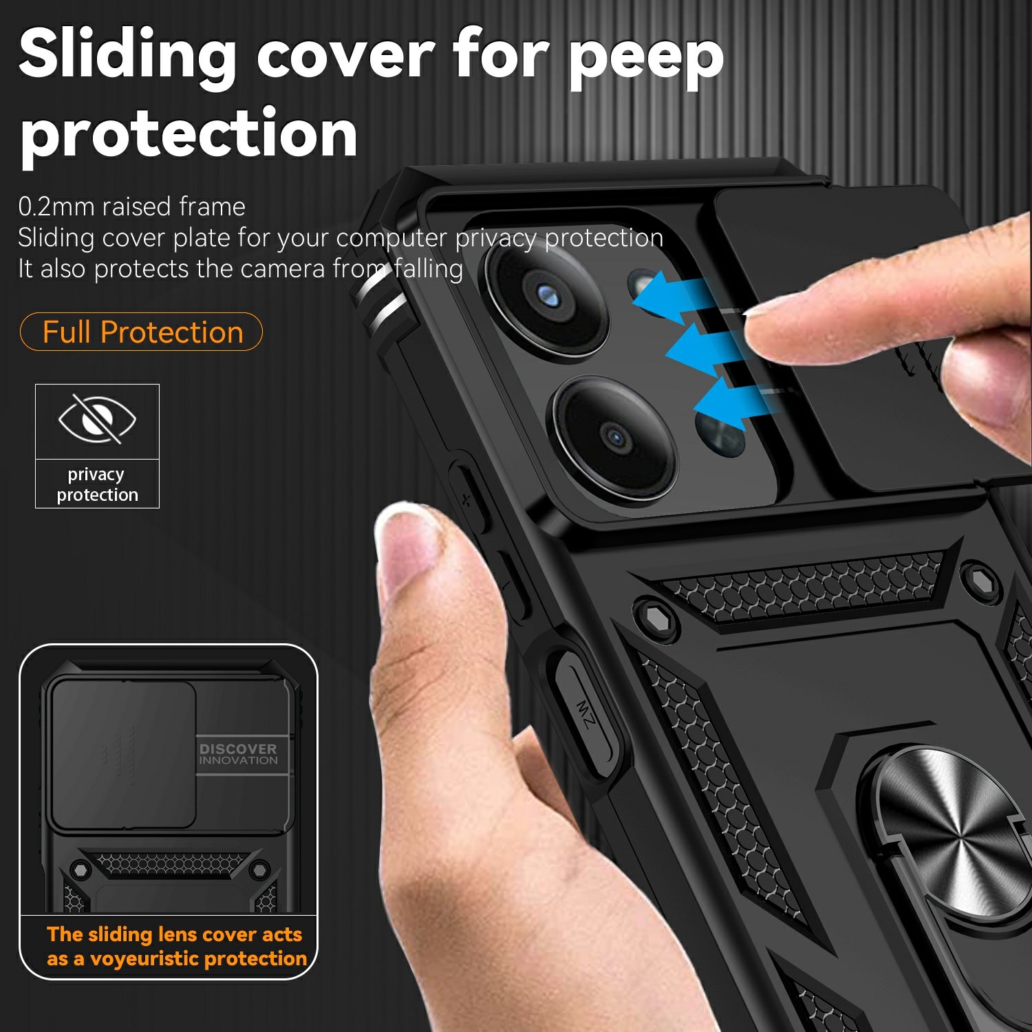 Xiaomi Redmi 15C Hybridcase Ring + Camera Protector Zwart