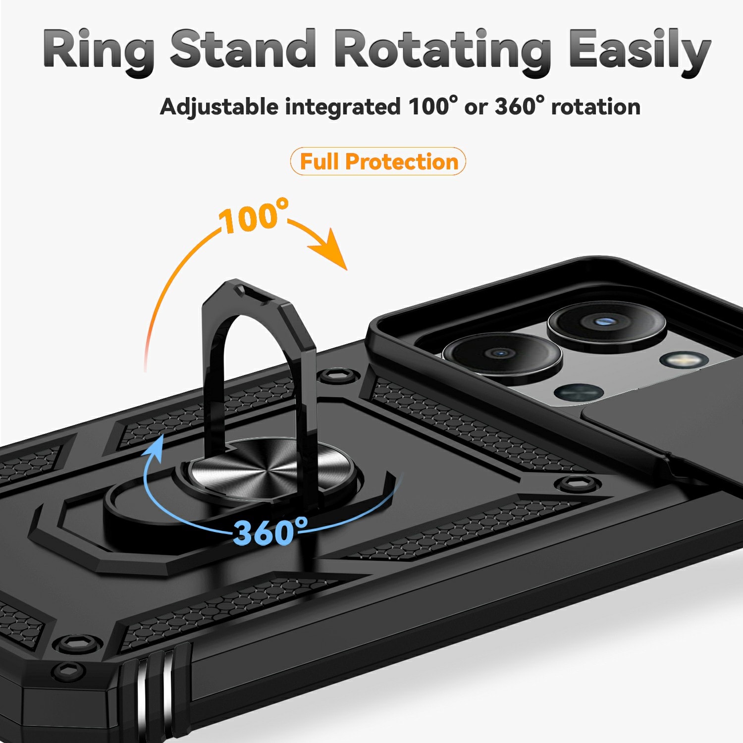 Xiaomi Redmi 15C Hybridcase Ring + Camera Protector Zwart