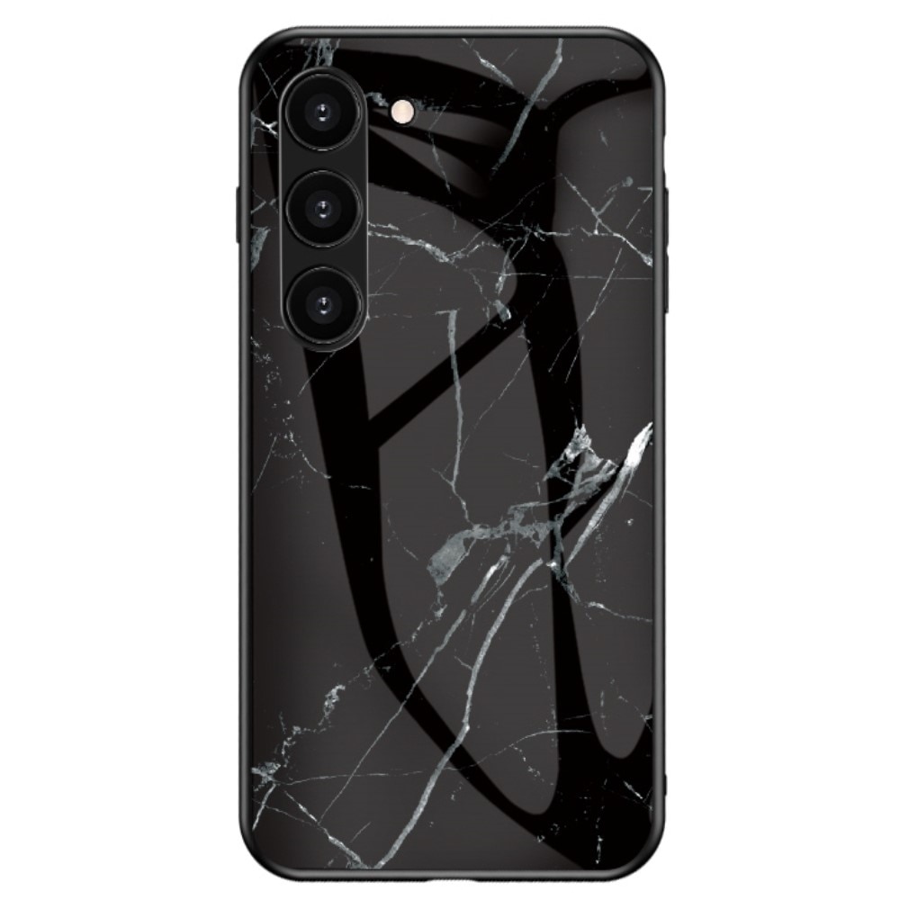 Samsung Galaxy S23 Hoesje Gehard Glas zwart marmer
