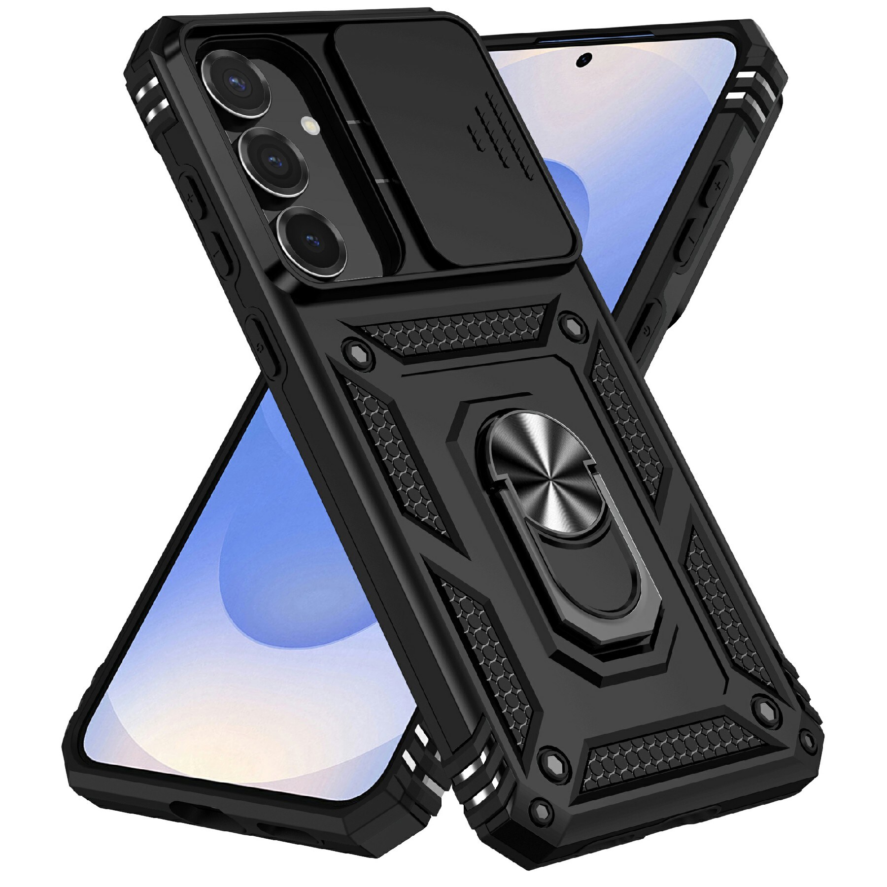 Samsung Galaxy S25 FE Hybridcase Ring + Camera Protector Zwart