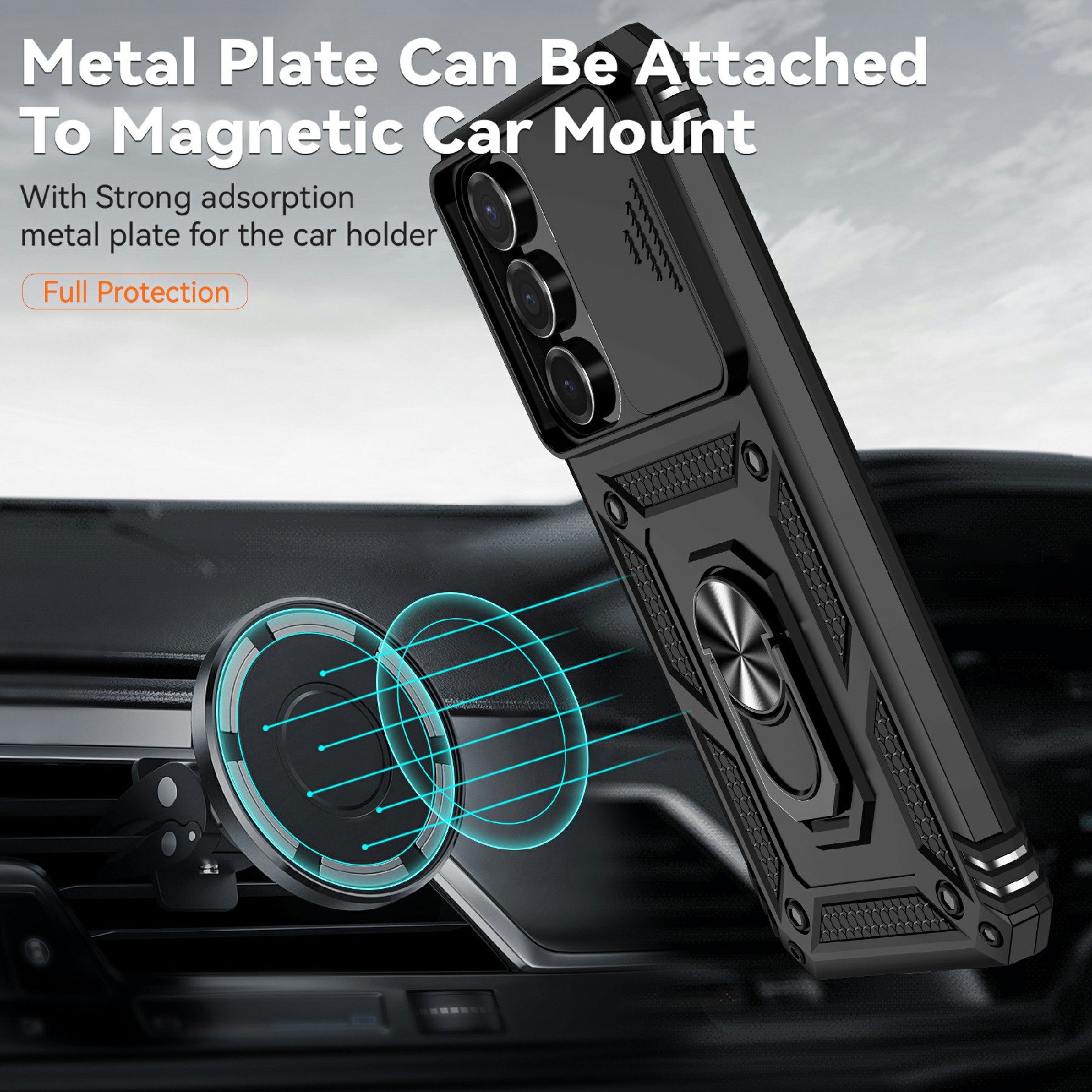 Samsung Galaxy S25 FE Hybridcase Ring + Camera Protector Zwart