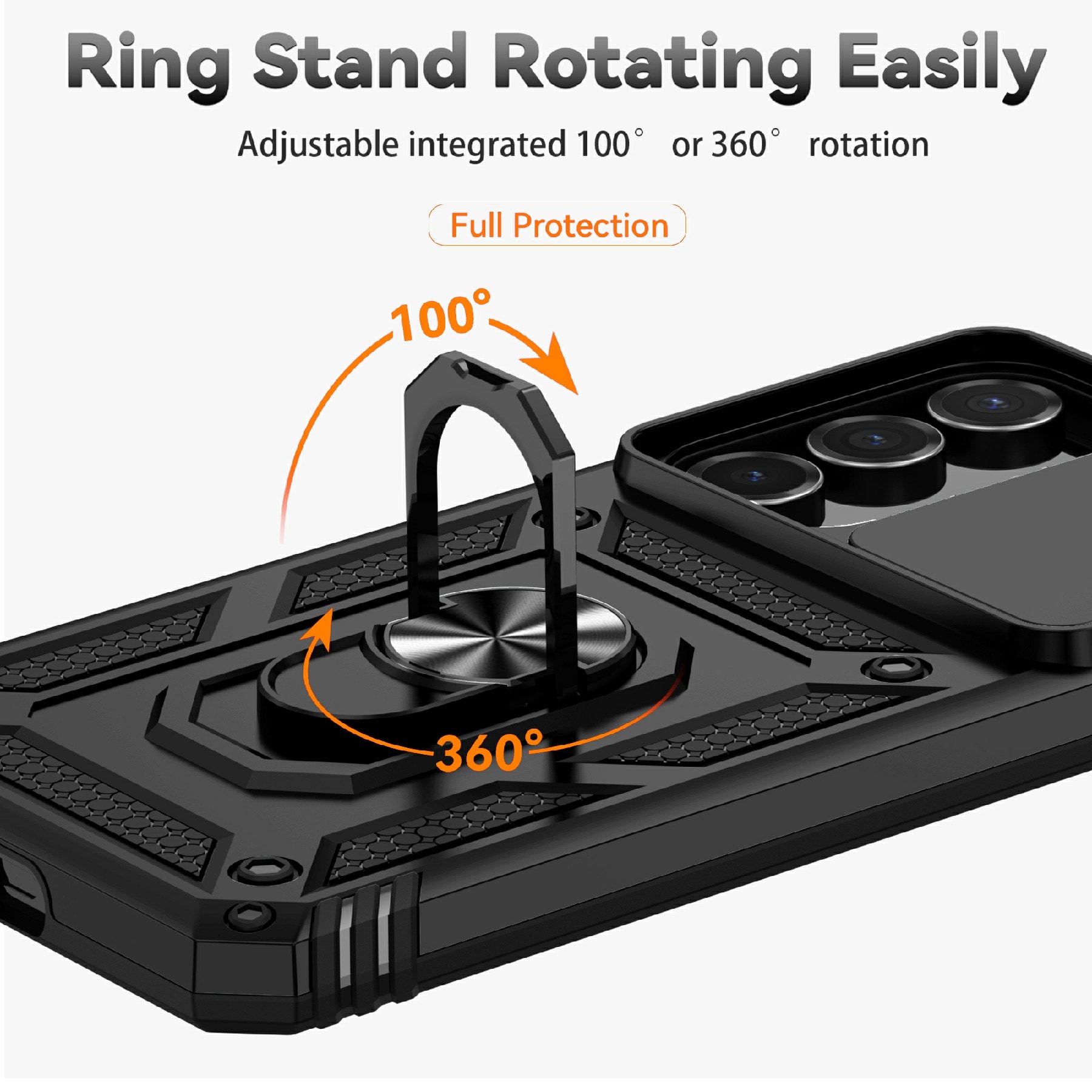 Samsung Galaxy S25 FE Hybridcase Ring + Camera Protector Zwart
