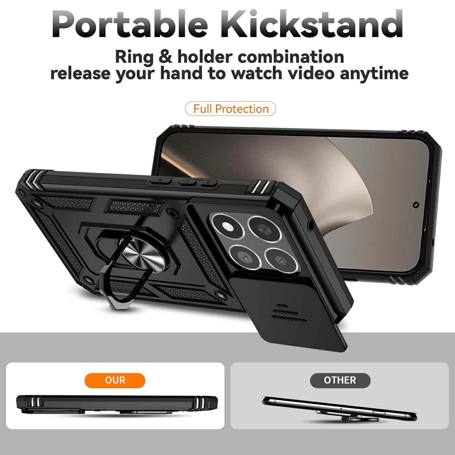 Xiaomi 15T Hybridcase Ring + Camera Protector Zwart