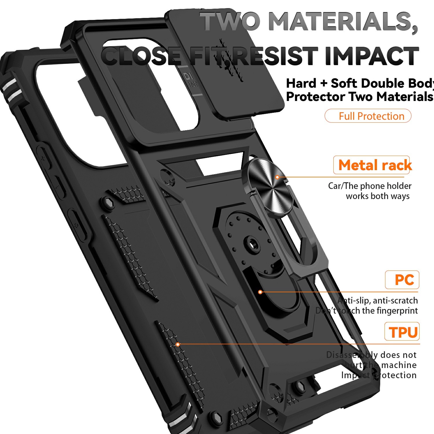 Xiaomi 15T Hybridcase Ring + Camera Protector Zwart