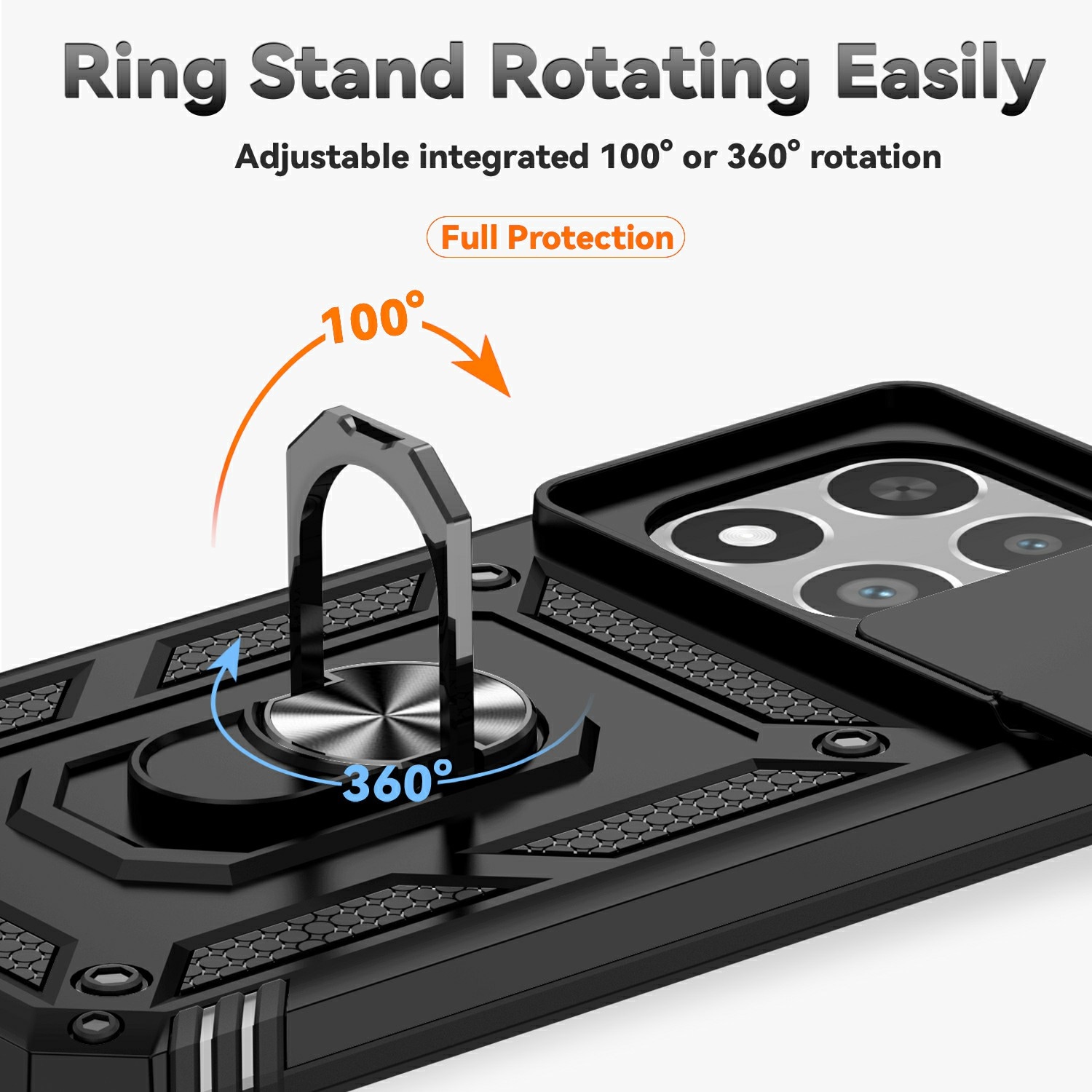 Xiaomi 15T Hybridcase Ring + Camera Protector Zwart