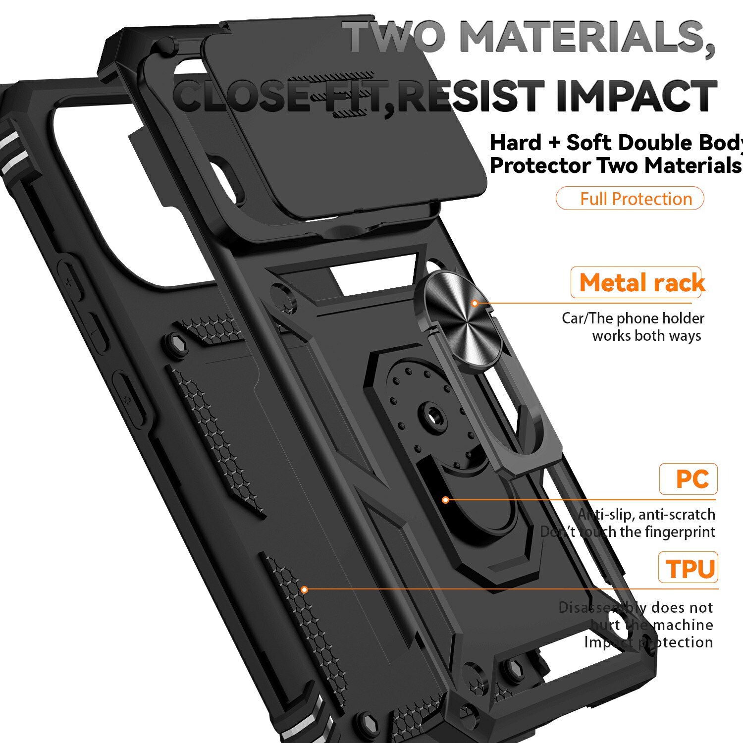 Xiaomi 15T Pro Hybridcase Ring + Camera Protector Zwart