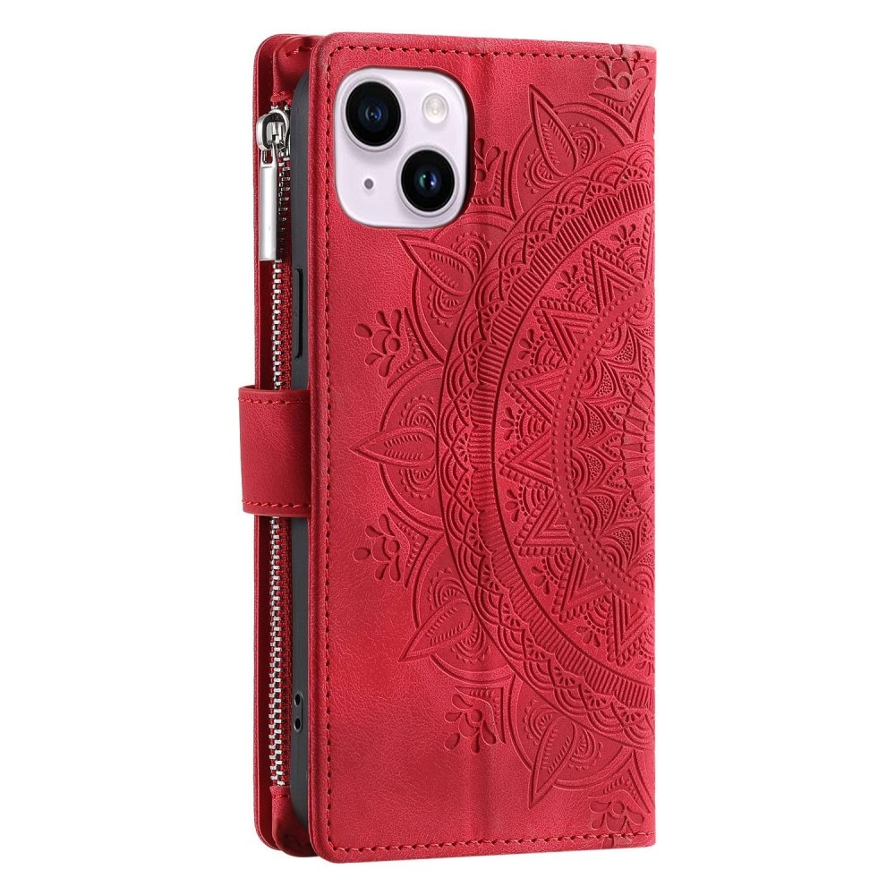 iPhone 14 Portemonnee tas Mandala rood