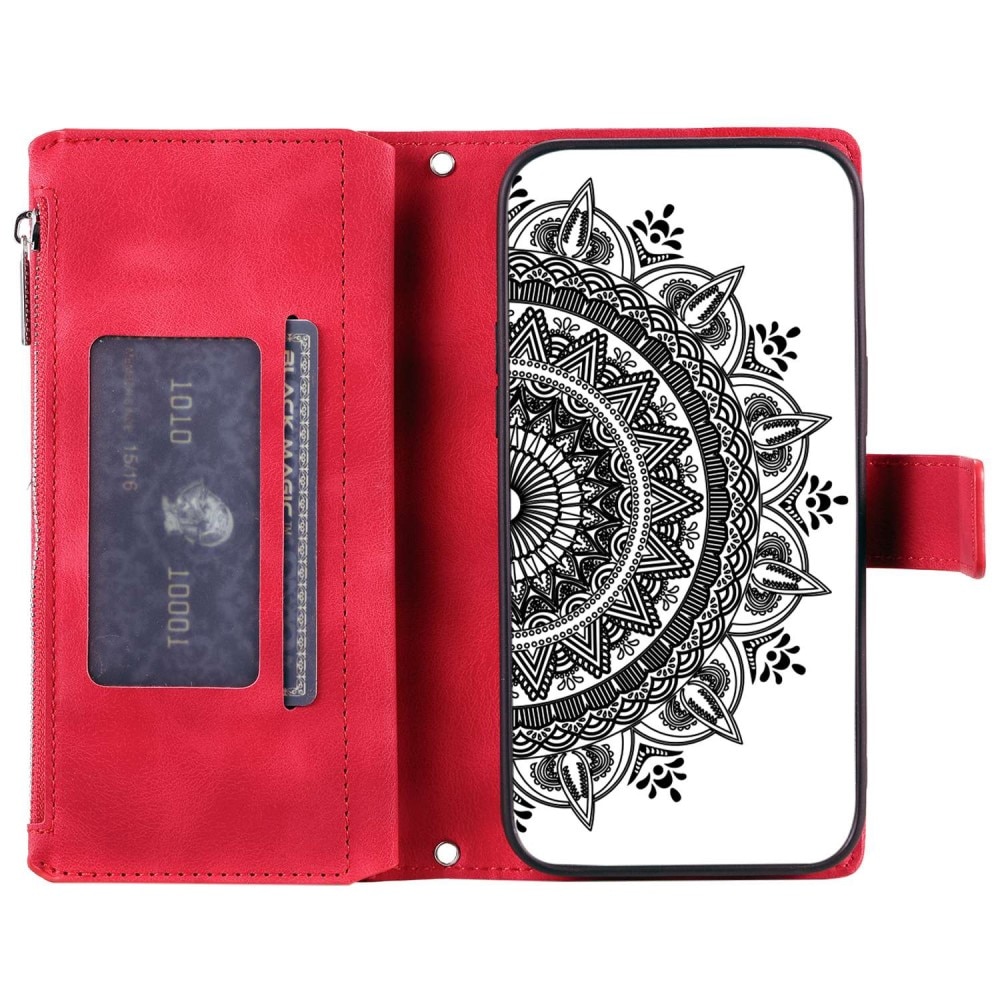 iPhone 14 Portemonnee tas Mandala rood