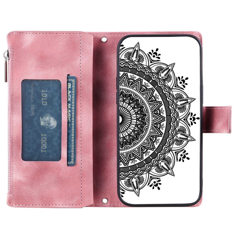 iPhone 14 Portemonnee tas Mandala roze