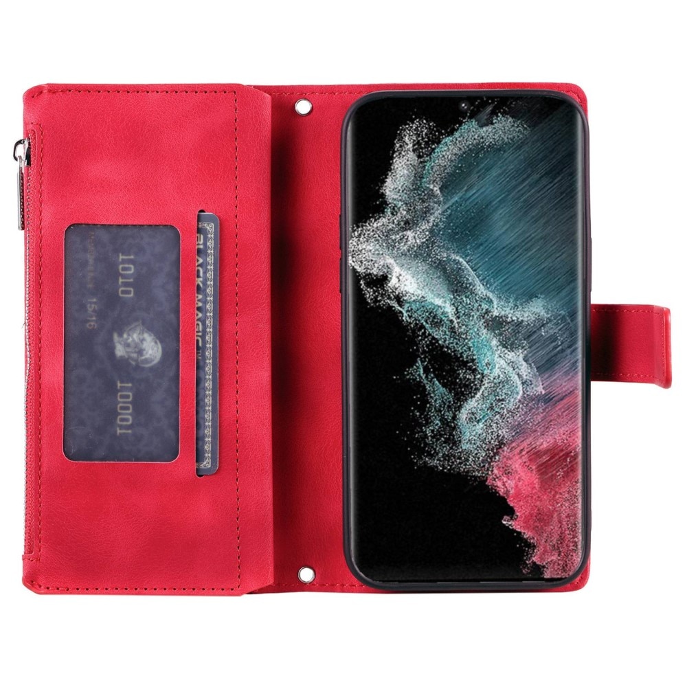 Samsung Galaxy S23 Ultra Portemonnee tas Mandala rood