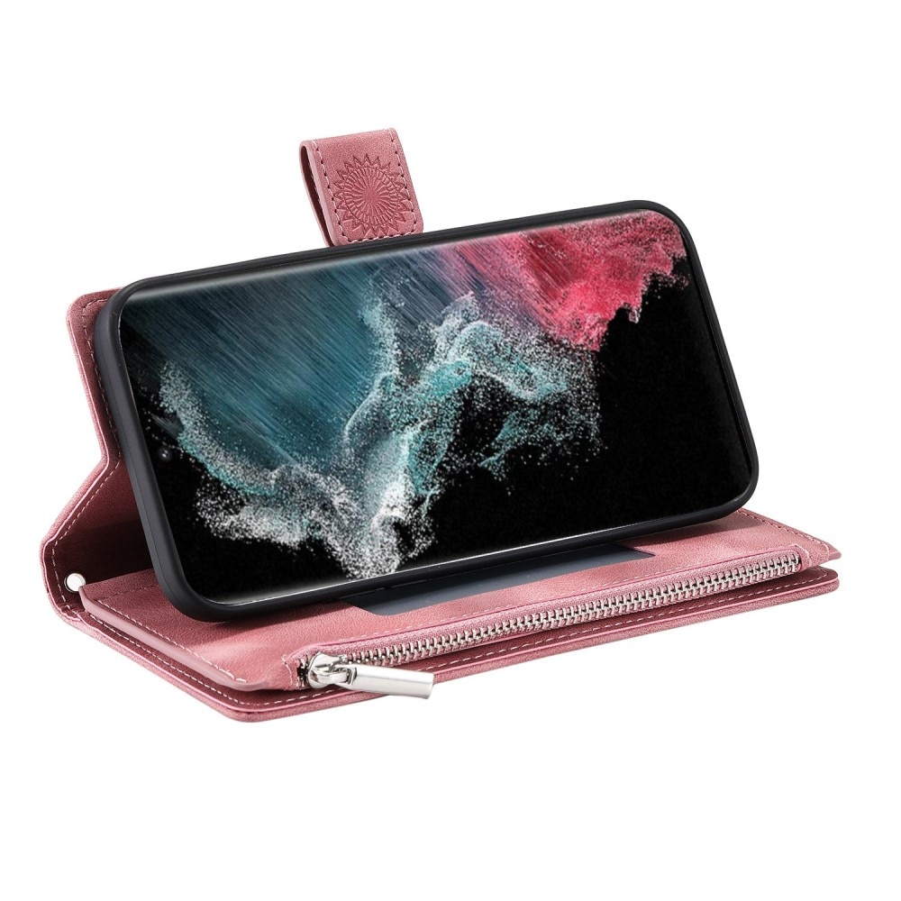 Samsung Galaxy S23 Ultra Portemonnee tas Mandala roze