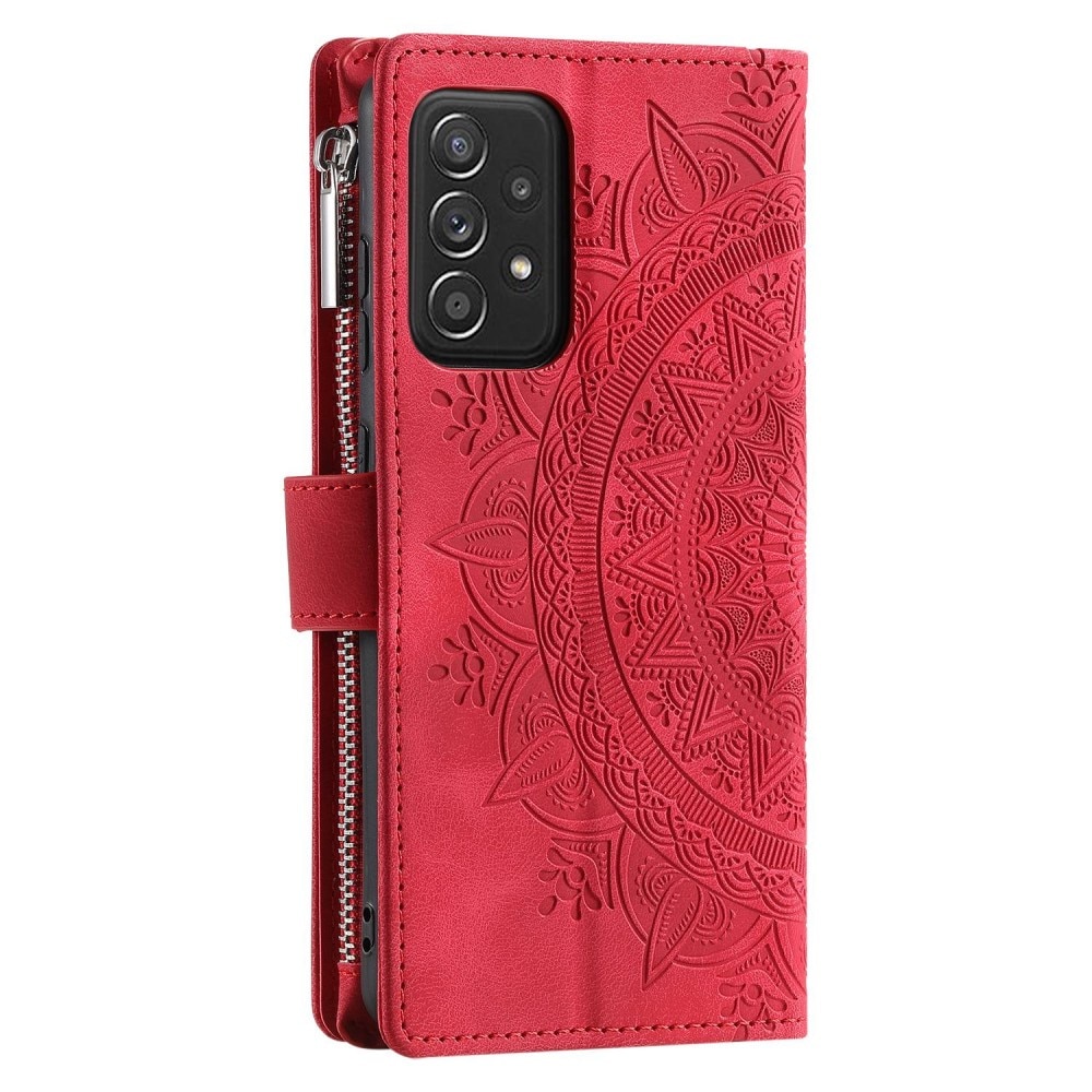 Samsung Galaxy A53 Portemonnee tas Mandala rood