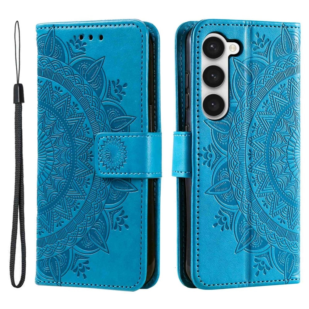 Samsung Galaxy S23 Leren Mandalahoesje blauw