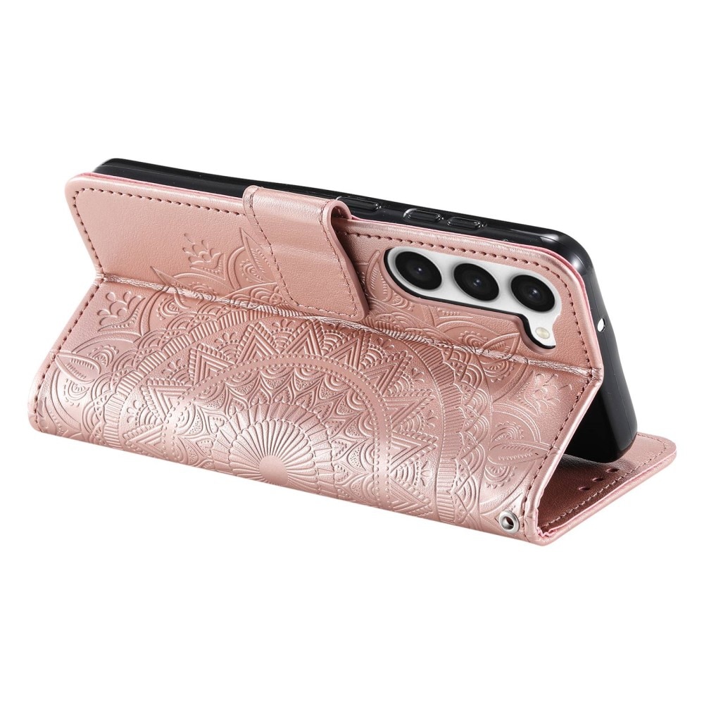 Samsung Galaxy S23 Leren Mandalahoesje roze goud