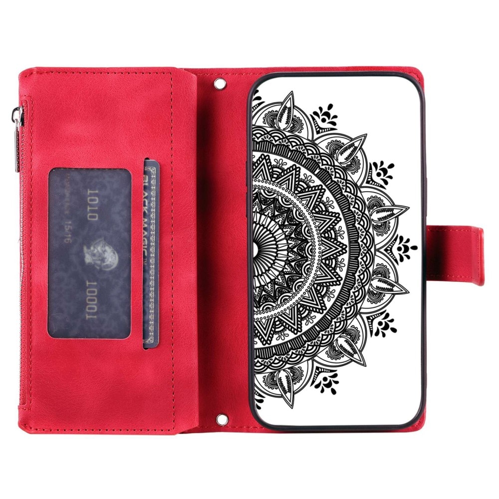 Samsung Galaxy S23 Portemonnee tas Mandala rood